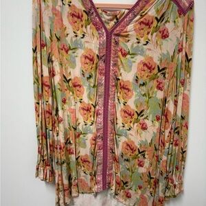 Soft Surroundings Multicolor Floral Blouse